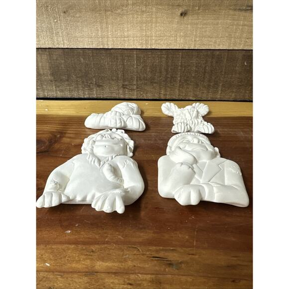 Set Of 4 Halloween Wall Plaques Unpainted Ceramic Bisque - Picture 6 of 7